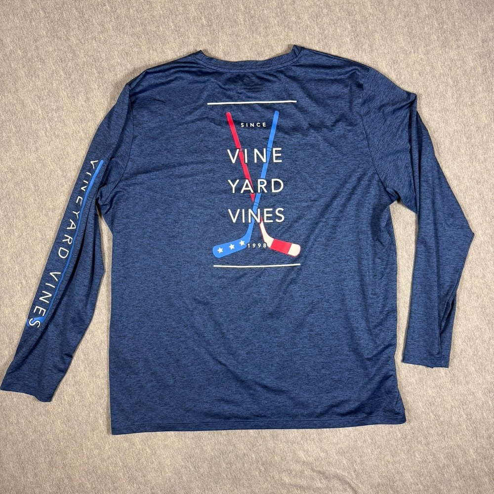 VINEYARD VINES  Performance Men's USA Hockey Long Sleeve Blue Shirt Size XL - Picture 3 of 7